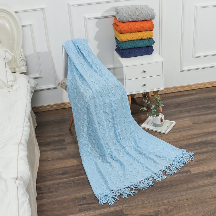 Light blue discount knit throw blanket